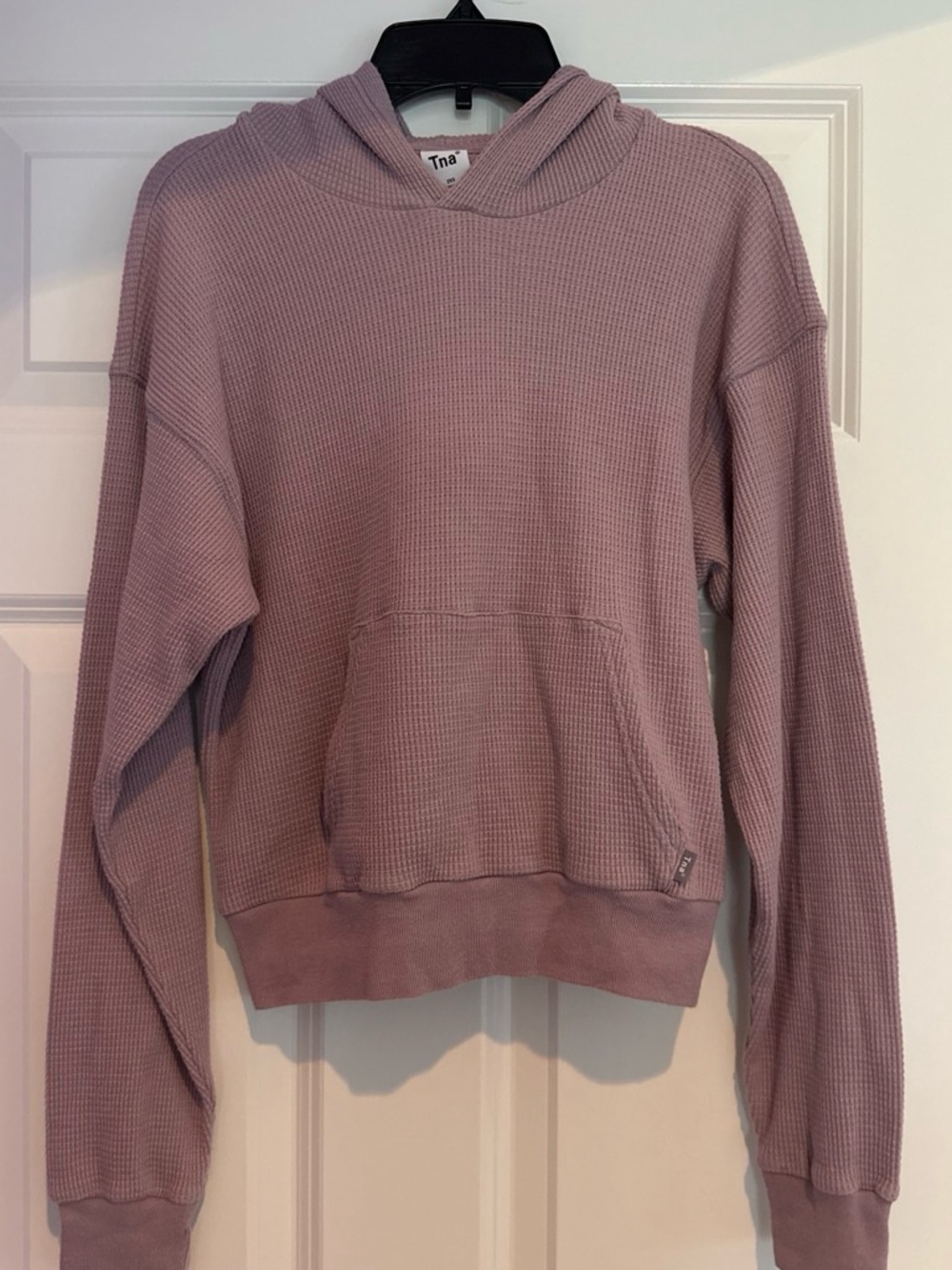 TNA Waffle-Knit Hoodie in Purple
